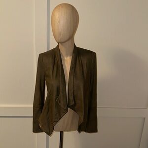 Alice + Olivia Open Front Goat Leather Harvey Suede Crop Jacket S